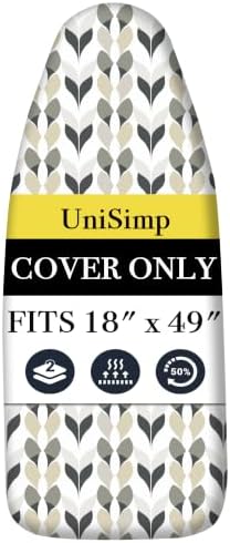 UniSimp Ironing Board Cover and Pad 18"x49" Extra Thick Natural Cotton by UniSimp