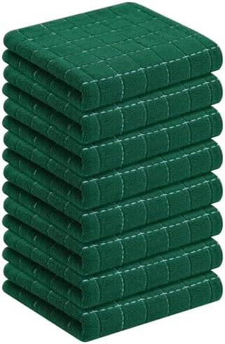 Homaxy 100% Cotton Terry Kitchen Towels, 8 Pack, Dark Green by Homaxy