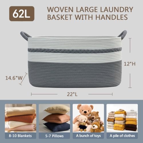 Large laundry basket woven from natural cotton rope - Image 2