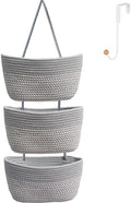 Over the Door Hanging Basket for Organizing 3 Tiers Woven Cotton Rope Wall by ililmmoe