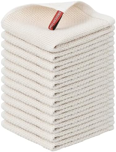 Niallant 12 Pack Cotton Kitchen Towels, Soft & Absorbent Dish Rags, 12x12 Inch by Nialnant