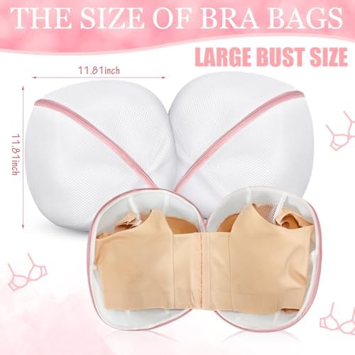 Shappy 6 Pcs Bra Washing Bag for Laundry Storage Women 11.81 Inch Pink - Image 2