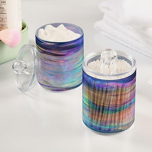2 Pack Apothecary Jars Bathroom Iridescent Qtip Holder Dispenser Clear Plastic - Image 5
