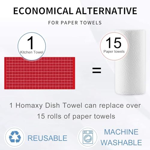 Homaxy 100% Cotton Terry Bulk Kitchen Towels, 15 Pack - Image 7