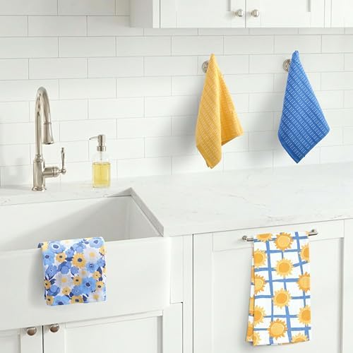 Ritz 4-Piece Kitchen Towel Set, Field Blossoms Floral & Le Soleil Sun Grid - Image 4