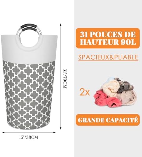 Caroeas 90L Light Laundry Basket, Waterproof Laundry Hamper, Laundry Bag - Image 2