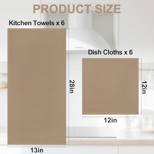 Homaxy 12 Pack 100% Cotton Kitchen Towels and Dishcloths Set - Image 4