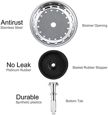 CORNERJOY 2 PCS Kitchen Sink Strainer and Stopper Combo Basket Replacement - Image 3