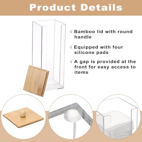 Cotton Pad Dispenser, Square Cotton Pad Holder - Image 6