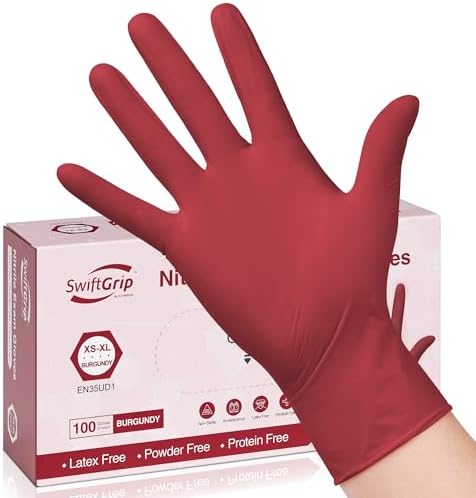 SwiftGrip Disposable Nitrile Exam Gloves, Box of 100, Latex-Free, Powder-Free by SwiftGrip