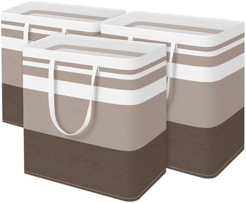 BlissTotes 3-Pack Laundry Basket, Collapsible Laundry Hamper by BlissTotes