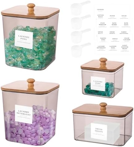 4 Pack Laundry Pods Container, Scoops & Labels by Hatende