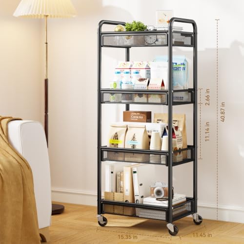 YASONIC 4 Tier Rolling Cart – Rolling Storage Cart - Image 5