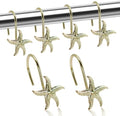 Decorative Shower Curtain Hooks, Rustproof Metal Starfish Shower Curtain Rings by JTDTH