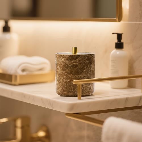 Marble Qtip Holder with Brass Lid - Image 7