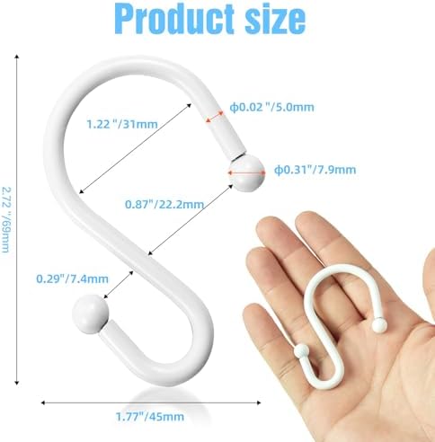 Shower Curtain Hooks, Metal Shower Hooks - Image 3