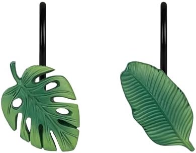 Tropical Leaf Decorative Shower Curtain Hooks, Monstera Deliciosa Strelitzia by Sunlit