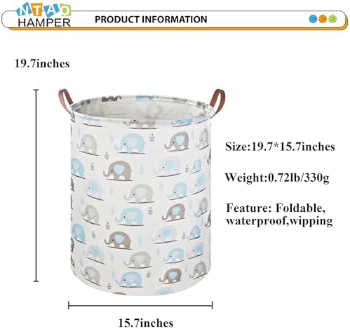 NTAOHAMPER Laundry Hamper, Elephant laundry Basket, Nursery Hamper, Waterproof - Image 6