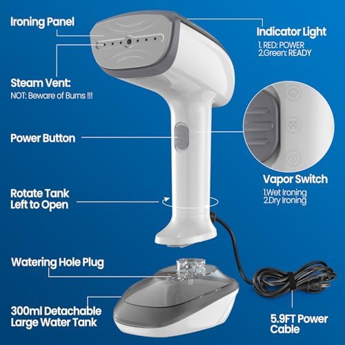 Powerful Handheld Fabric Steamer - 1800W - Image 4