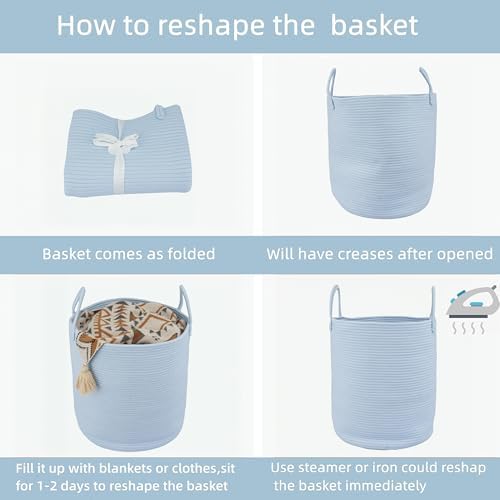 XUANGUO Cotton Rope Laundry Basket Hamper - Image 7