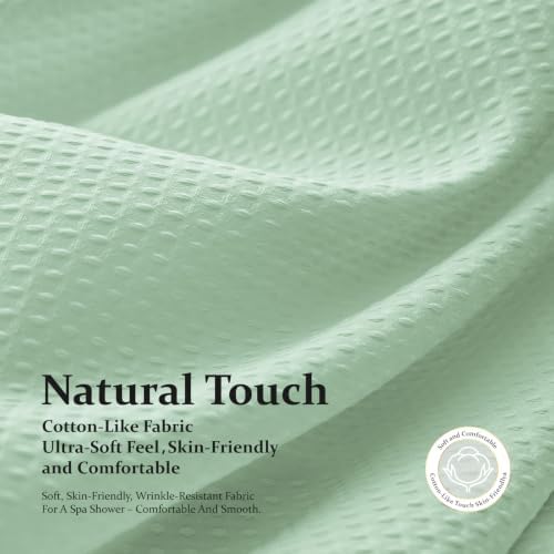 Dynamene Waffle Shower Curtain 256 GSM Heavy Duty Fabric 72" x72 Mint Green - Image 6