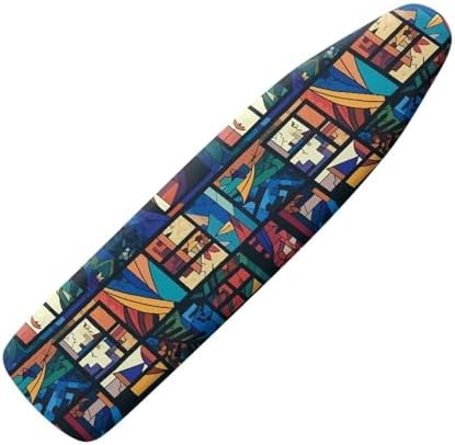 Geometric Window Steam Ironing Board Cover 15x54, Colorful Abstract Art by Daulesho