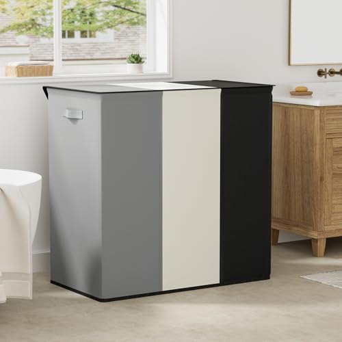 WOWLIVE 180L Laundry Hamper 3 Section, Large Laundry Basket - Image 3