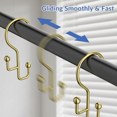 Goowin Shower Curtain Hooks, Anti-Drop Metal Shower Curtain Rings Hooks - Image 4