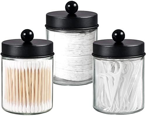 3 Pack Apothecary Jar Canisters Bathroom Vanity Organizer by Komashr