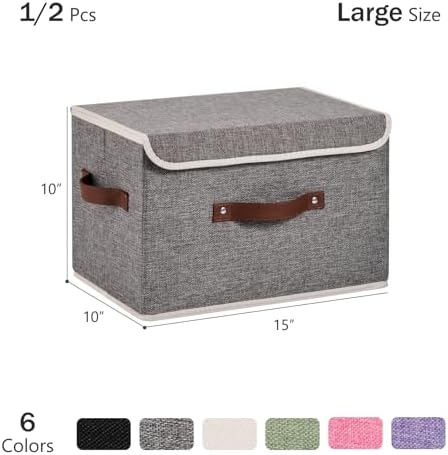 2PCS Storage Bins Boxes with Lids Decorative Fabric Baskets - Image 3