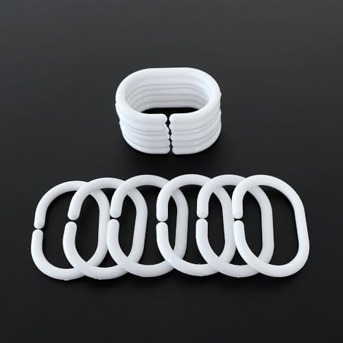 12 pcs Shower Curtain Rings Plastic Shower Curtain Hooks C-Shaped Rings Hook - Image 5