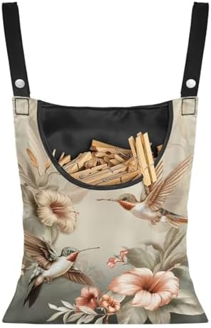 Hummingbird Clothes Pin Bag Poeny Flowers Clothes Pin Hanging Bag Fashion by CREAMIC