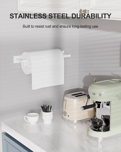 White Paper Towel Holder Under Cabinet Self Adhesive or Wall Mount - Image 4