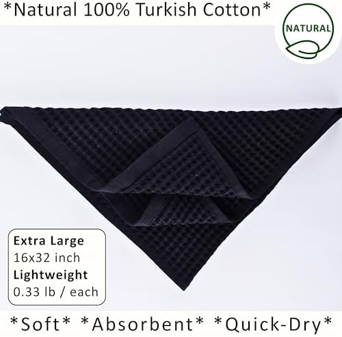 PÜSKÜL Natural 100% Turkish Cotton Waffle Hand and Kitchen Towels Set of 3 - Image 2