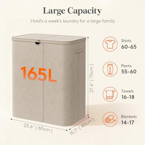 Lifewit 165L 3 Section Laundry Hamper - Image 2