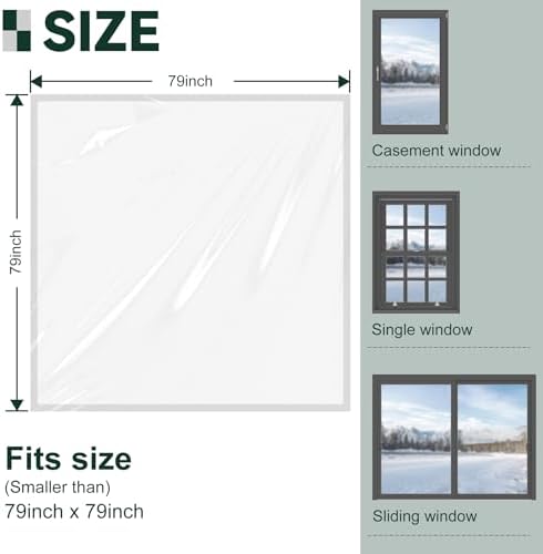 Flehomo 79 x 79 Inch Window Insulation Kit, Adjustable Window Film - Image 2