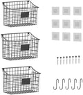 Wall Mounted Bin Basket with 5 Hooks 3 Label Plate Adhesive-3 Pack, Cabinet by X-cosrack