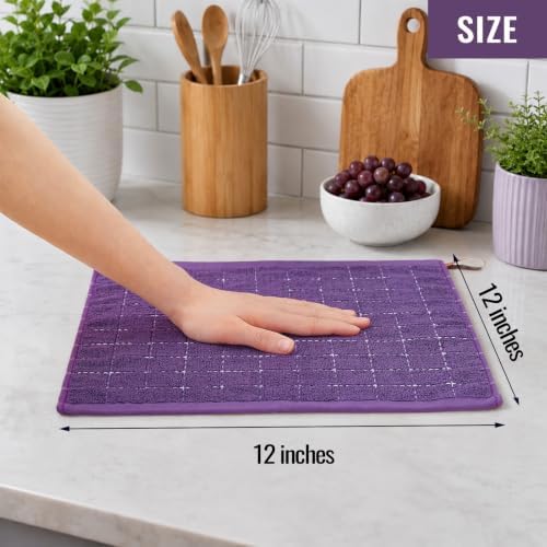 Kitinjoy 100% Cotton Terry Kitchen Dish Cloths, 12”x 12” - Image 4