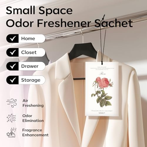MYARO 12 Pack Rose Scented Sachets, Closet Deodorizer Car Air Freshener - Image 2