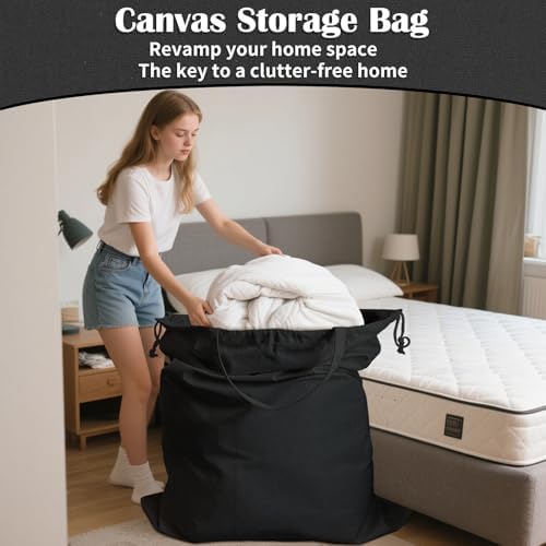 Canvas Laundry Bag 40"W x35"H, Extra Large Heavy Duty Storage Bag XXL Black - Image 6