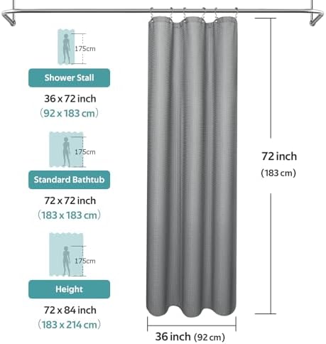 Vipfree 3 in 1 Shower Curtain Set, Waffle Shower Curtain and Liner Set - Image 6