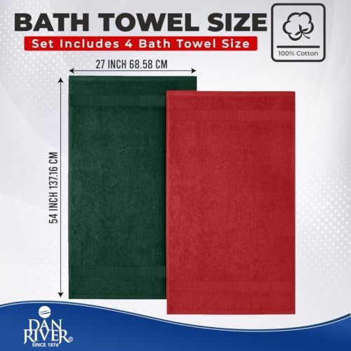 DAN RIVER 600 GSM Cotton Large Bath Towels Set of 4, 27 x 54 Inches - Image 2