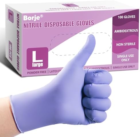 Borje Nitrile Exam Gloves Large, Iris Blue by Borje