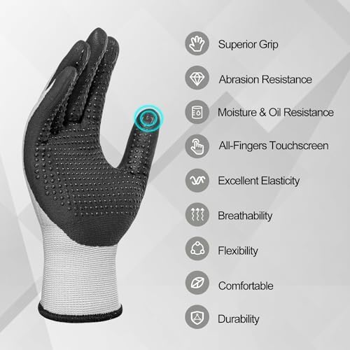 PROMEDIX P Nitrile Coated Work Gloves, MicroFoam Safety Work Gloves Men - Image 2