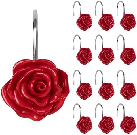 Sunlit Rose Shower Curtain Hooks, Home Decorative Flower Shower Curtain Rings by Sunlit