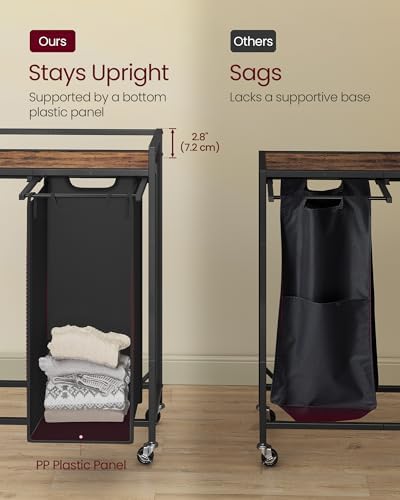 VASAGLE Laundry Sorter 2 Section, Rolling Cart - Image 5