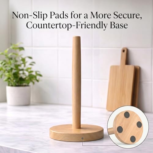 Wooden Paper Towel Holder for Countertop, Solid Beech Wood Stand - Image 5
