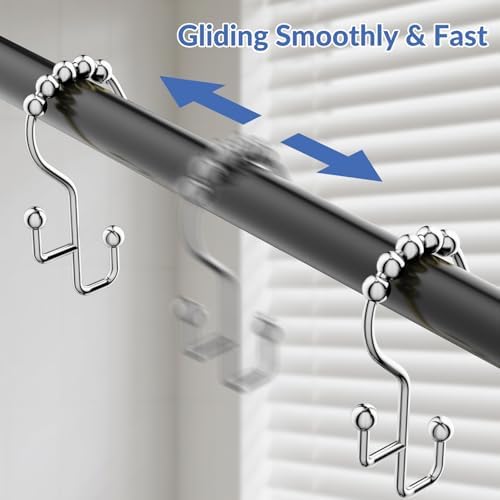 Goowin Shower Curtain Hooks, Metal Shower Curtain Rings Hooks, Smooth Gliding - Image 4