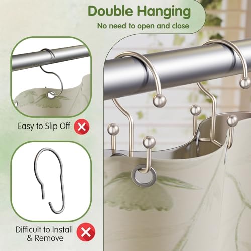 OEH 24 Pcs Shower Curtain Hooks, Metal Shower Curtain Rings, Decorative Shower - Image 5