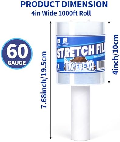 TAPEBEAR Stretch Wrap Film 4" x 1000Ft Shrink Wrap Roll - Image 2